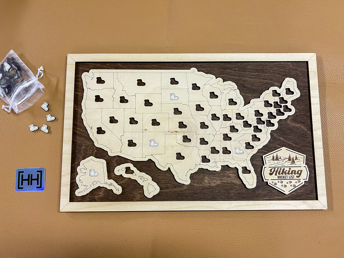 Design Your United States *1 Point Per State* Bucket List Travel Map (Choose Your Tokens And Nameplate)