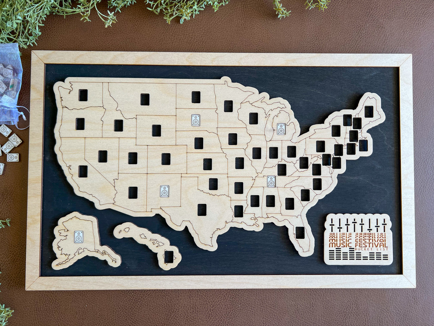 Design Your United States *1 Point Per State* Bucket List Travel Map (Choose Your Tokens And Nameplate)