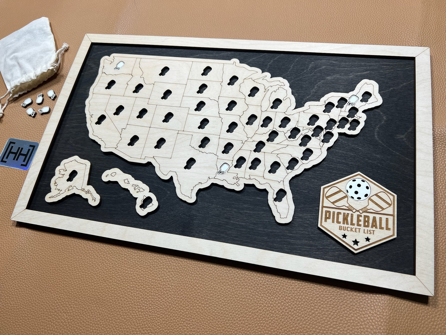 Design Your United States *1 Point Per State* Bucket List Travel Map (Choose Your Tokens And Nameplate)