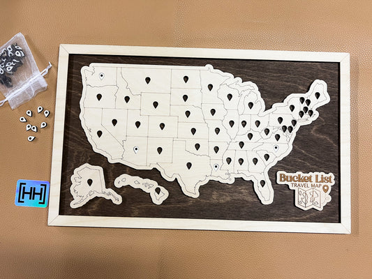 Design Your United States *1 Point Per State* Bucket List Travel Map (Choose Your Tokens And Nameplate)
