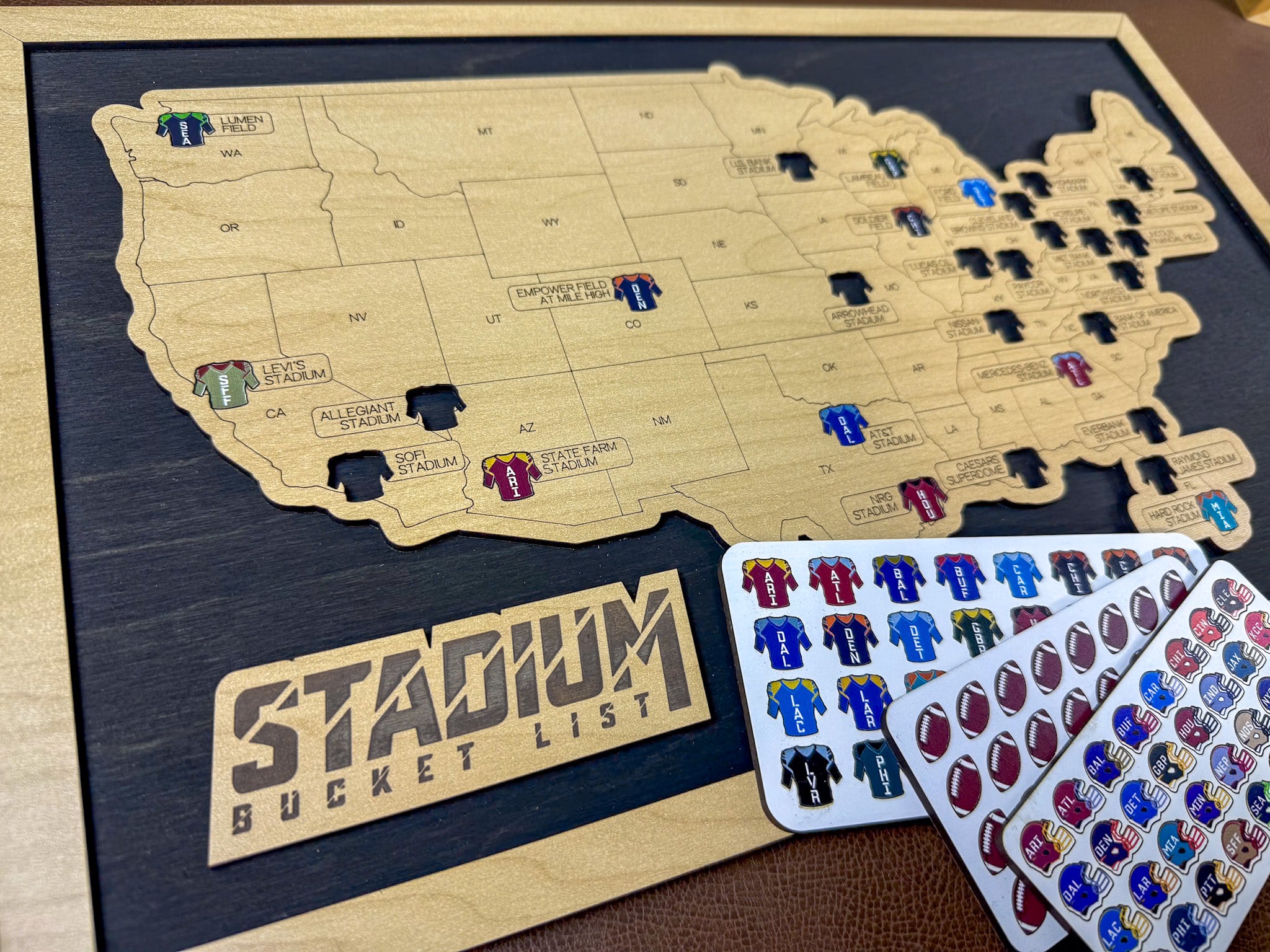 Pro Football Stadium Map – Track Stadium Visits with Tokens – Every Chase