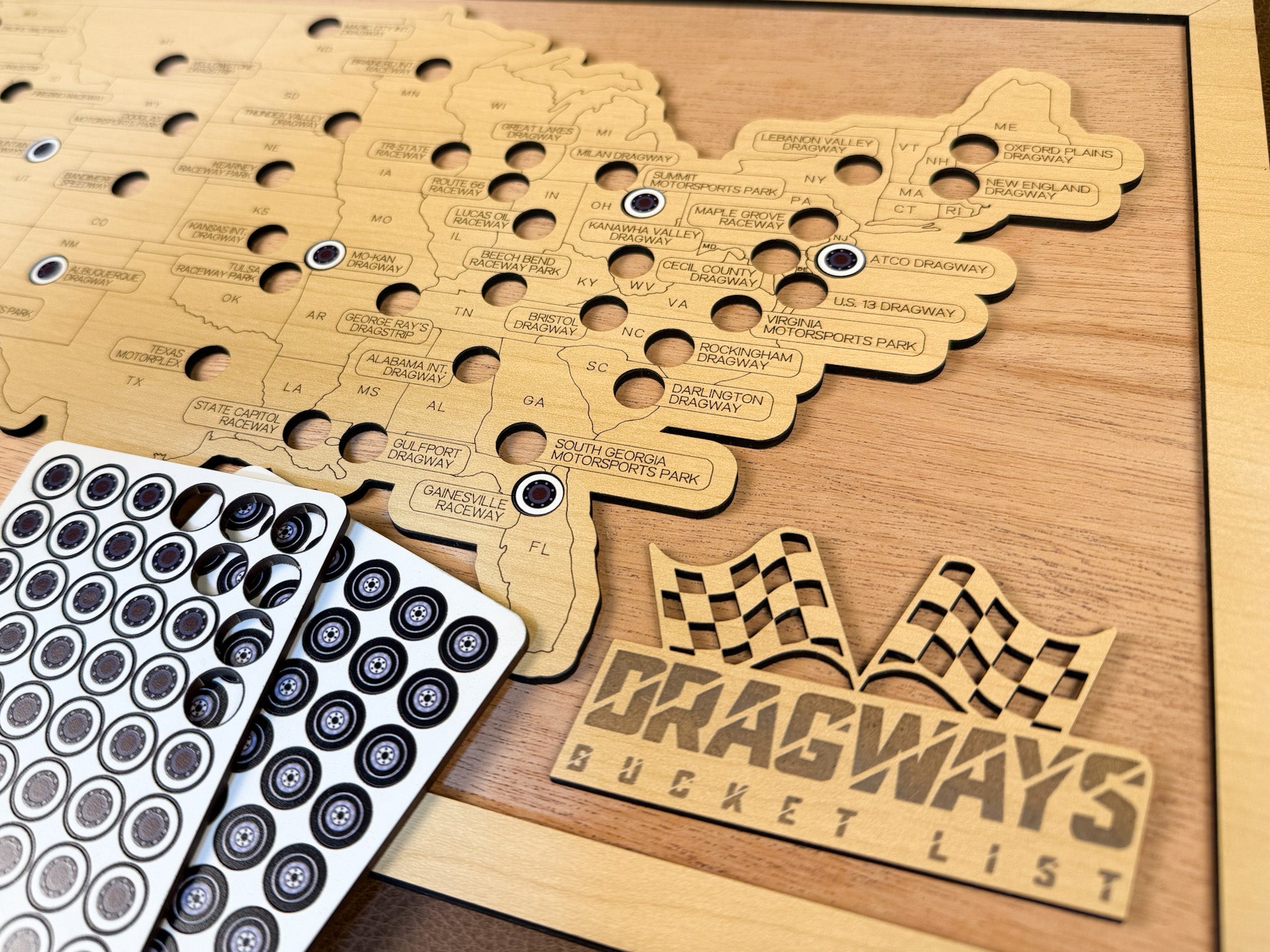 Raceway Travel Map – Track U.S. Speedways with Tokens – Hyder Handcrafted